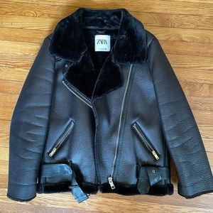 Zara Pile Lined Motorcycle Jacket